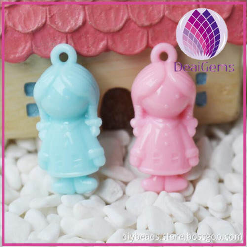 acrylic loose beads, DIY beaded little girl designed cute spacer beads for children warm pink and blue